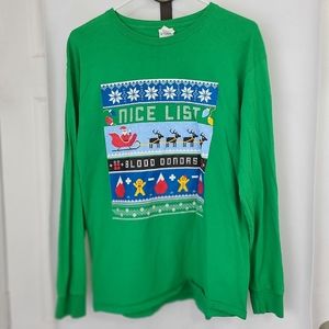 (1658) Christmas Nice List Woman's T-Shirt, Size Medium Color: Green